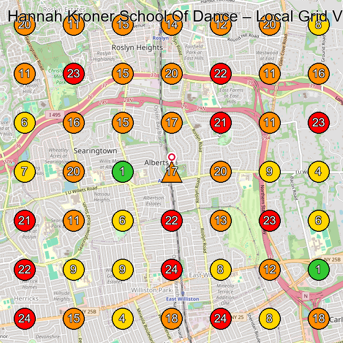 Hannah Kroner School Of Dance Dance School GeoGrid ranking map for Albertson NY